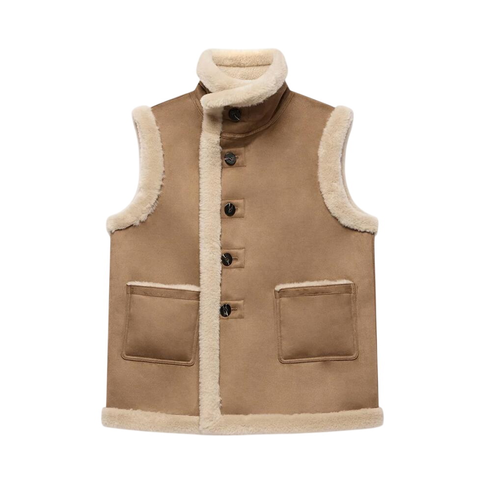 Mint Velvet Tan Bonded High Neck Reversible Gilet